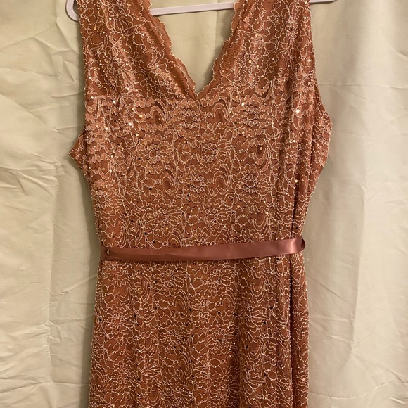 NWOT Plus Size Dark Salmon Lace Long Evening Wear Dress - Picture 8 of 11